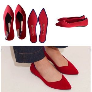 ROTHY’S THE POINT CHILI RED POINTED TOE FLAT SHOES. SIZE 8